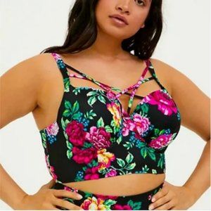 Torrid Black Floral Underwire Bikini Swim Top - Size 1 (D/DD)